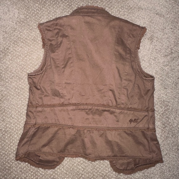 Vintage Brown Vest with Lace Trim and Buttons - Picture 3 of 4